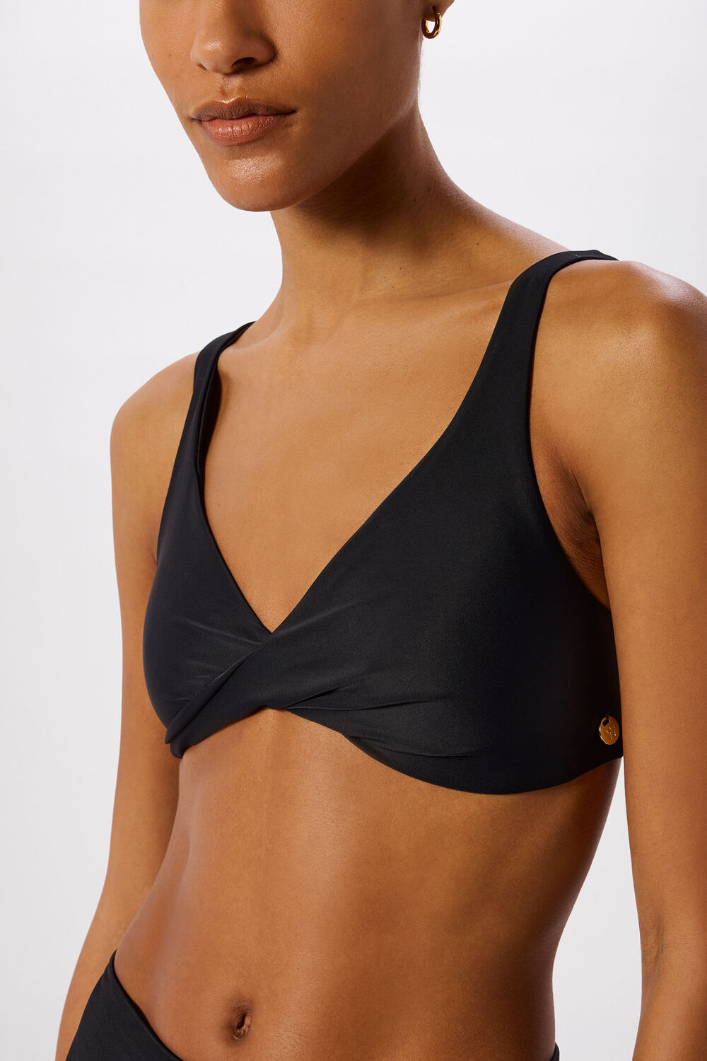Black Twist Front Bikini Top
