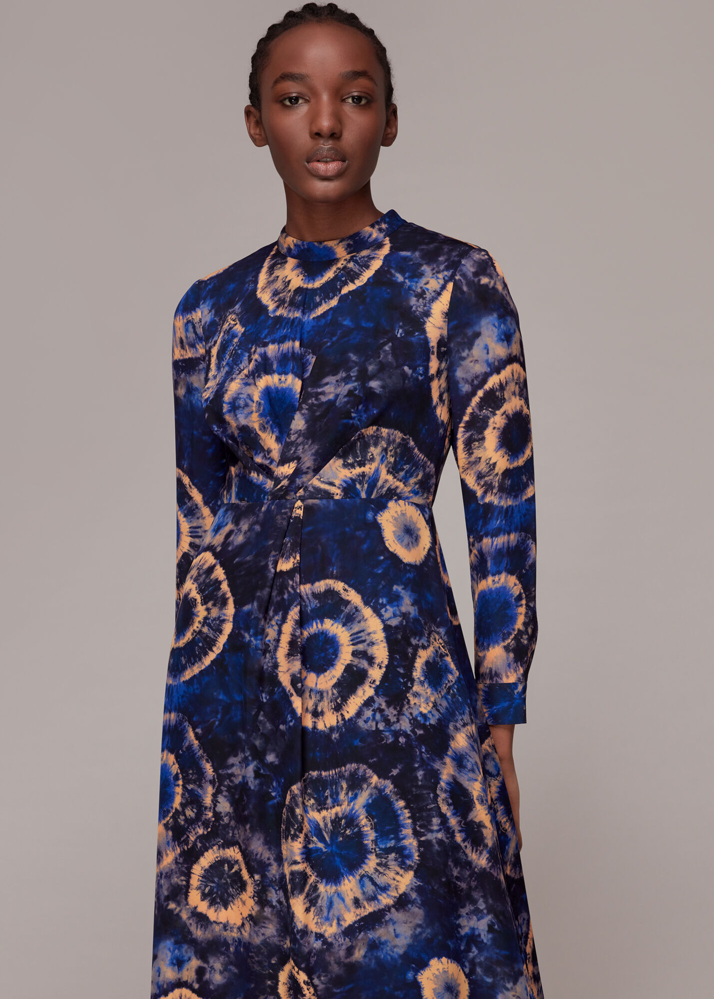 Multicolour Elena Tie Dye Silk Midi Dress WHISTLES