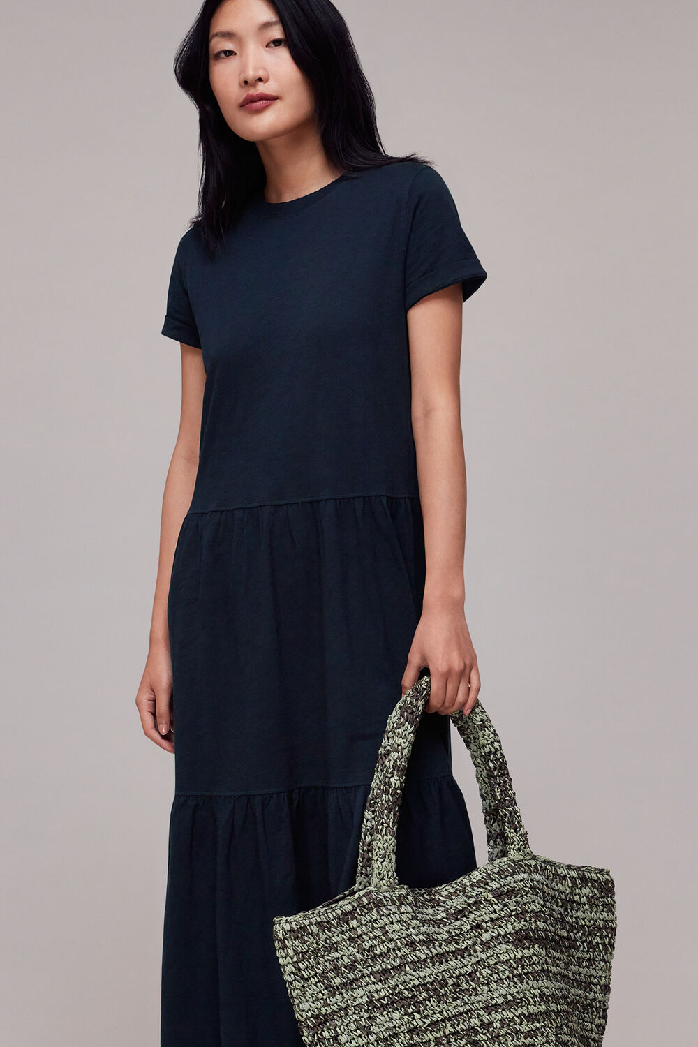 Tiered Jersey Midi Dress