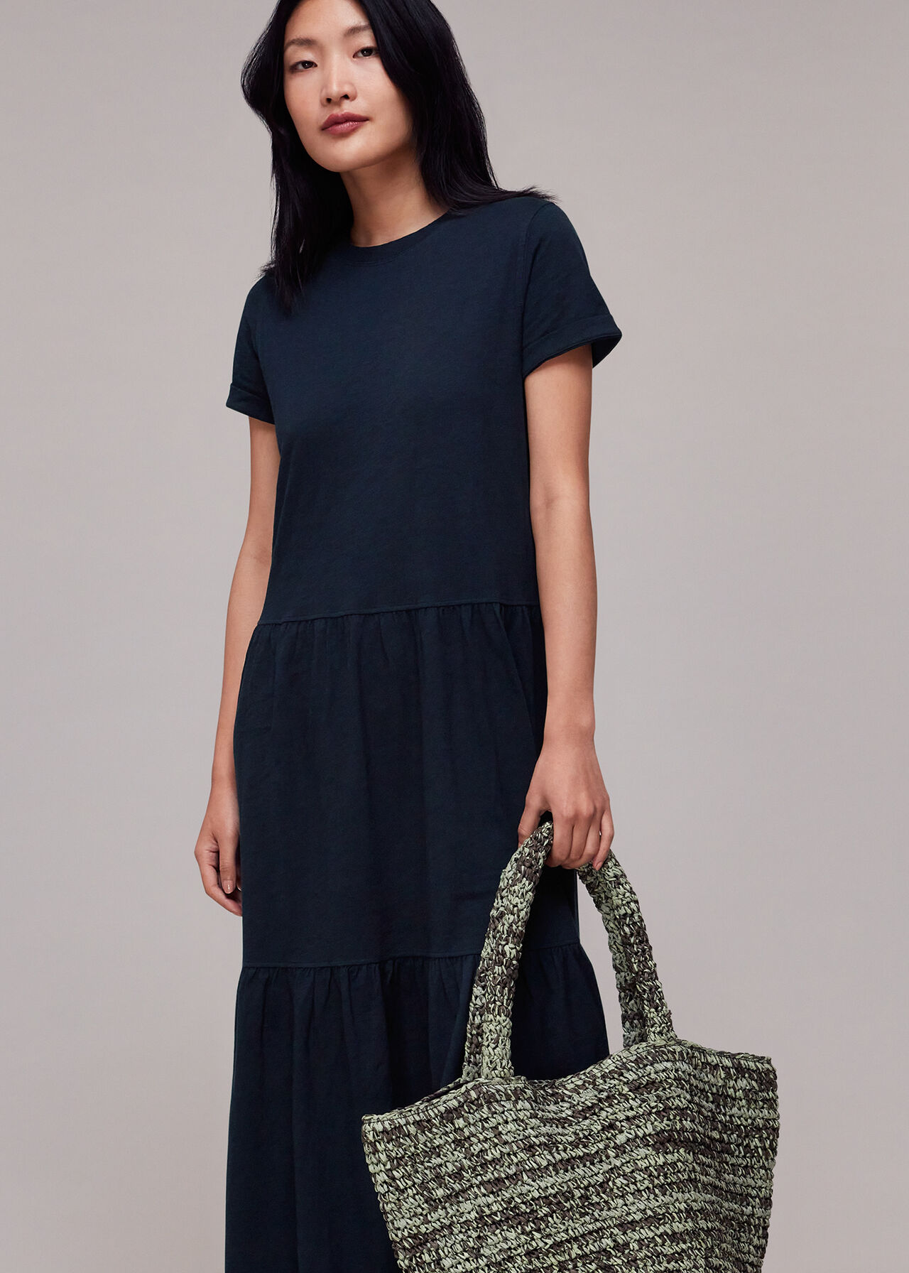 Tiered Jersey Midi Dress