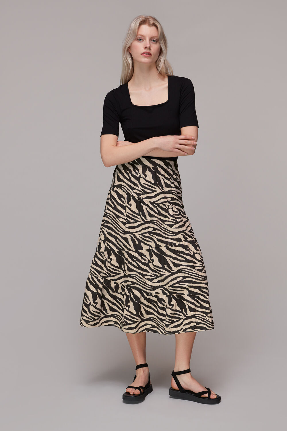 Multicolour Mountain Zebra Tiered Skirt