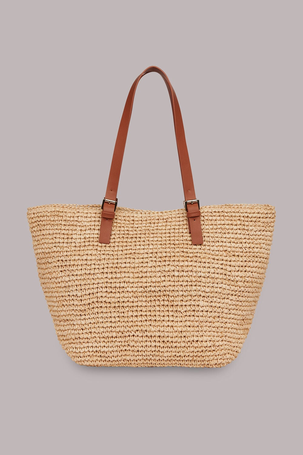 Teya Buckle Handle Straw Tote