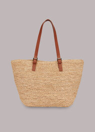 Teya Buckle Handle Straw Tote