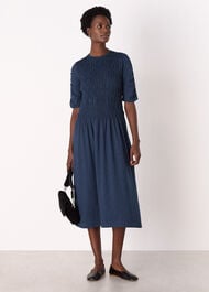 Jersey Shirred Midi Dress