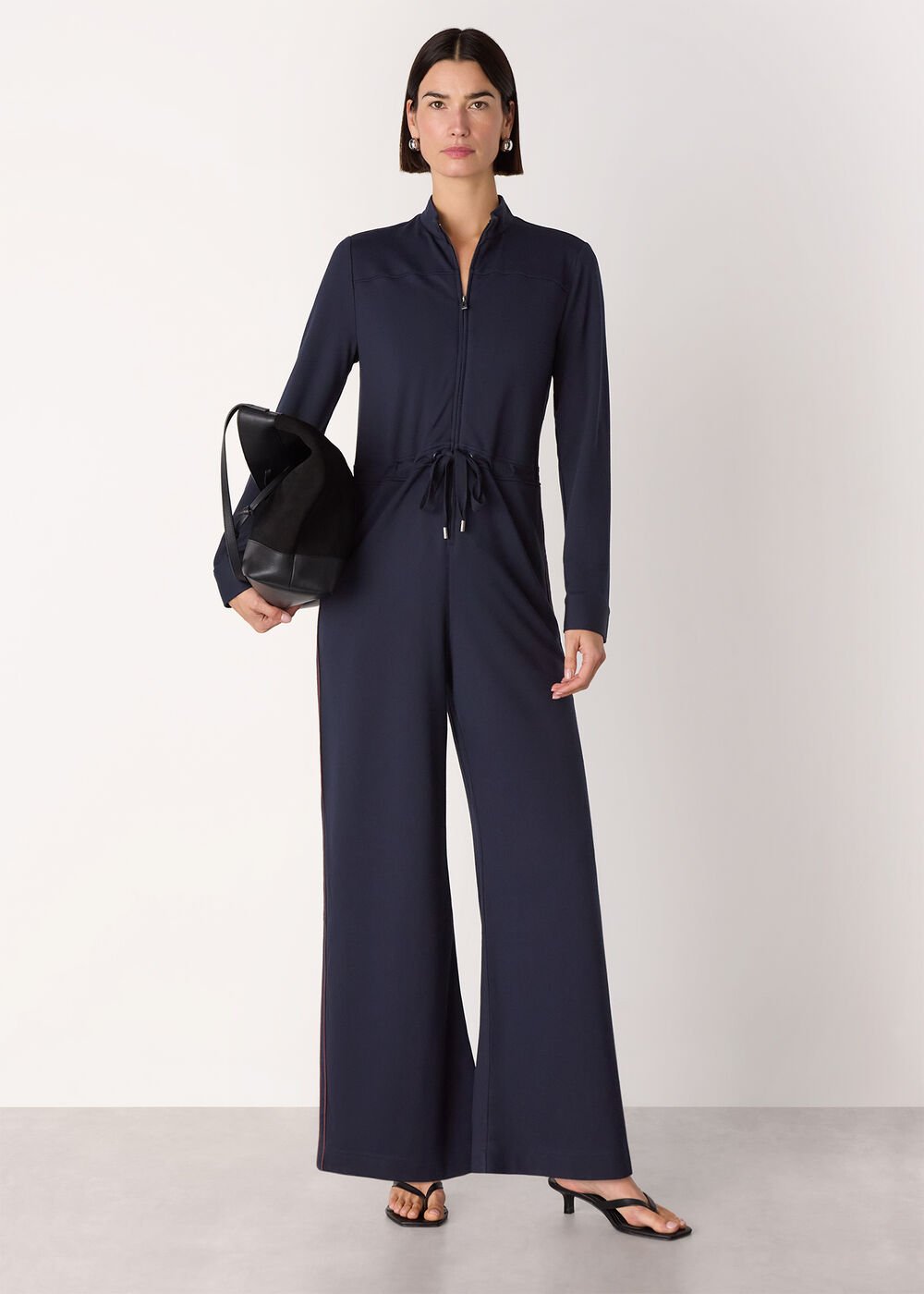 Ponte Side Stripe Jumpsuit