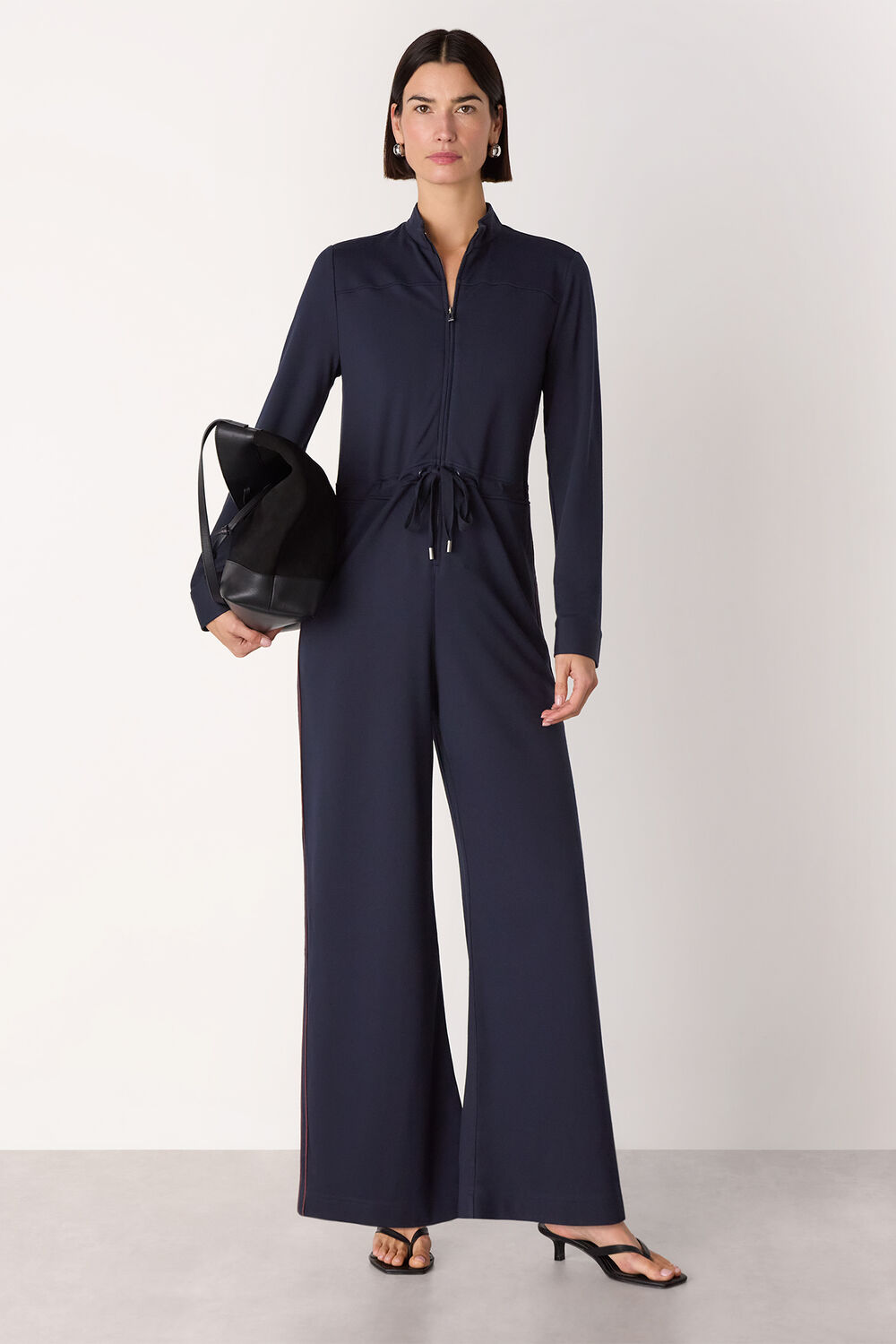 Ponte Side Stripe Jumpsuit