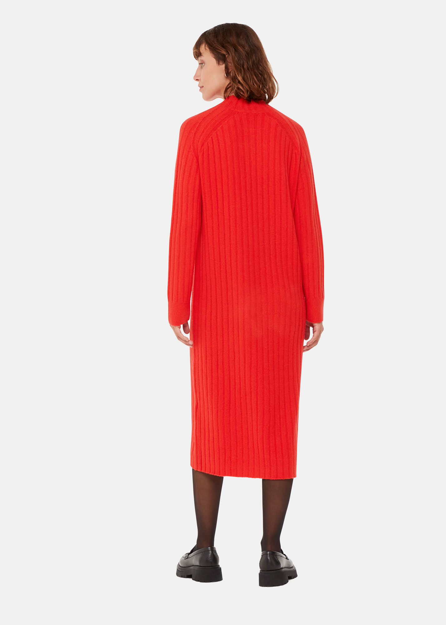 Red Ribbed Knitted Midi Dress WHISTLES