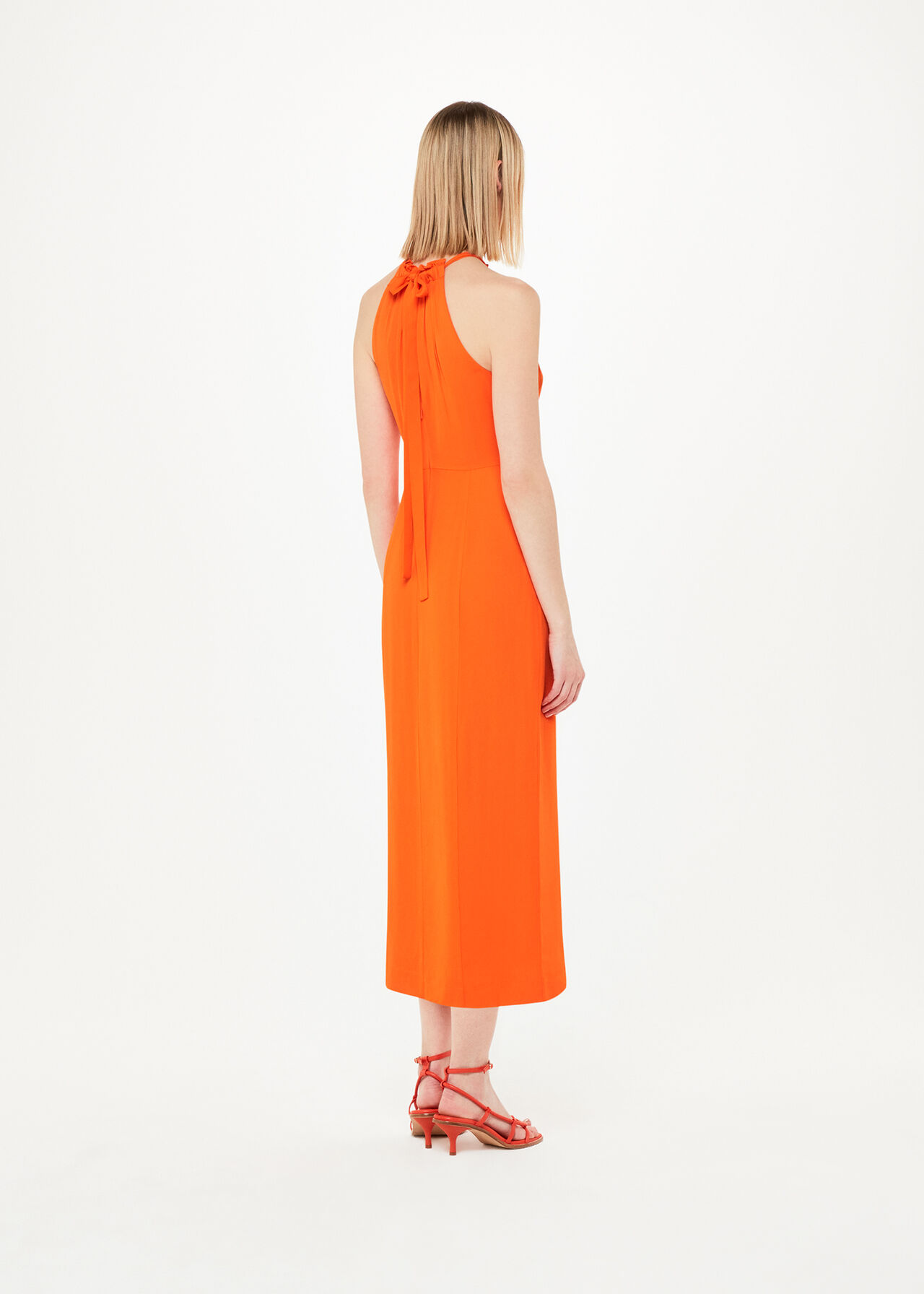 Orange Eliza Halterneck Midi Dress | WHISTLES | Whistles ROW