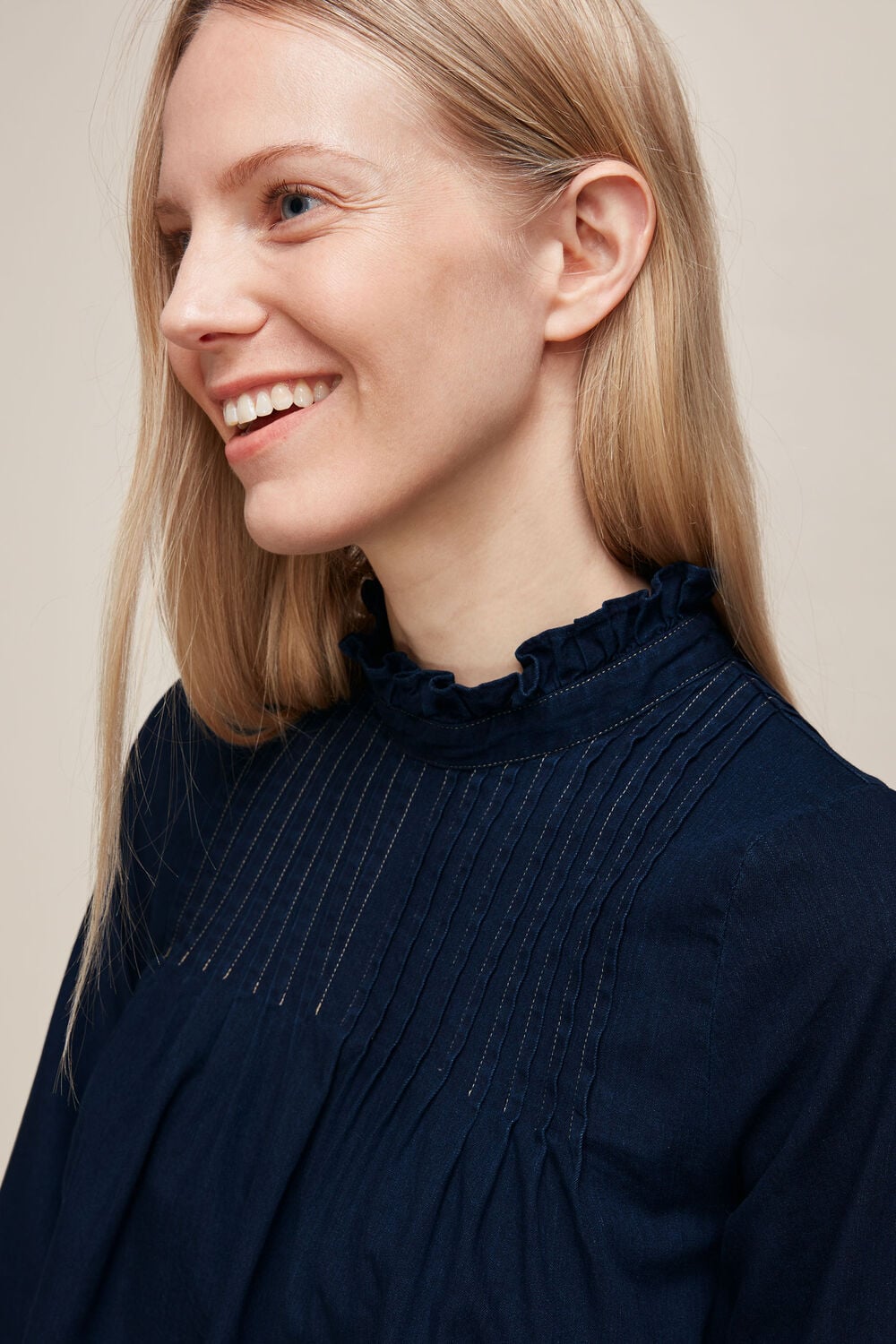 Maja Chambray Pintuck Top 