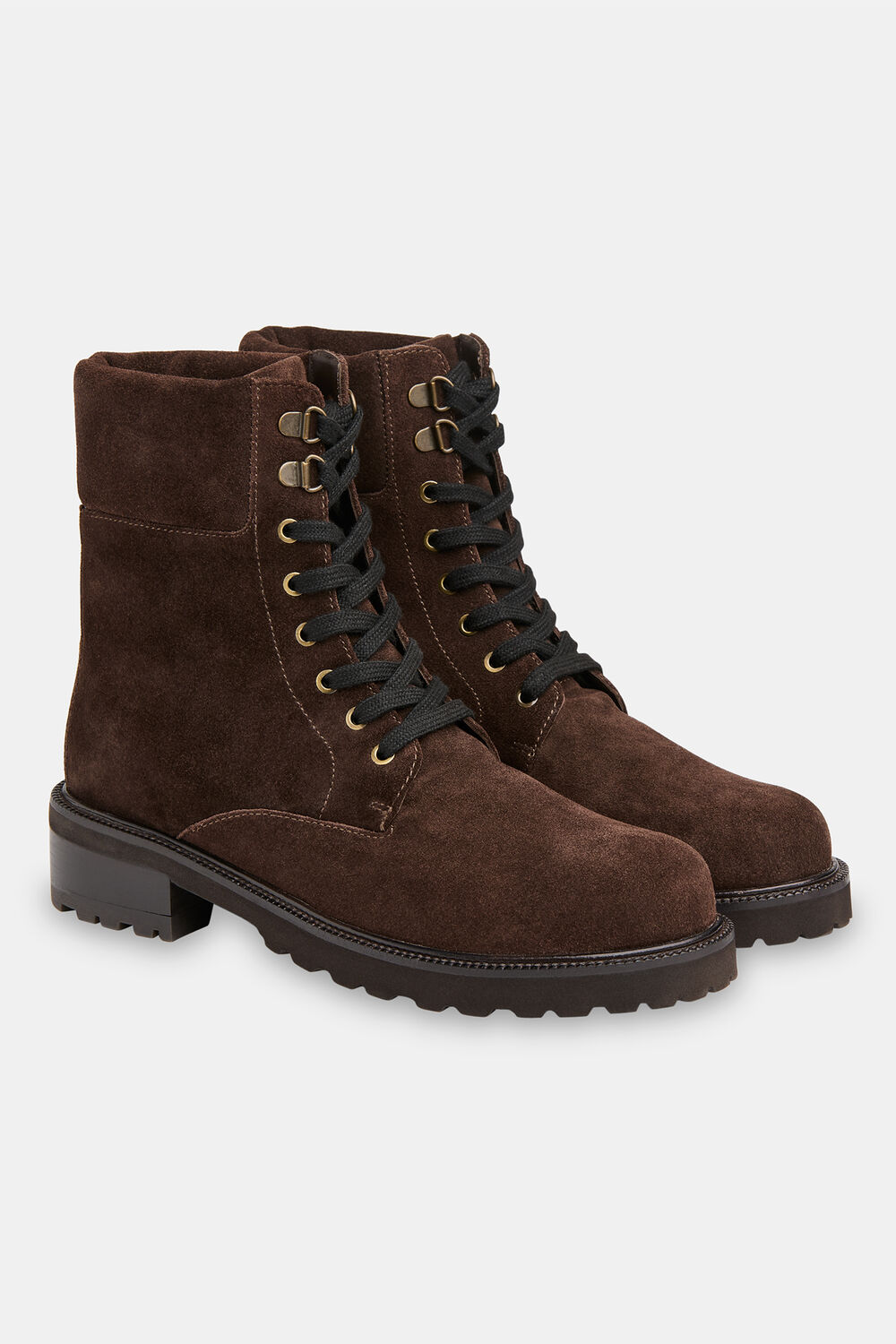 Chocolate Suede Lace Up Boot