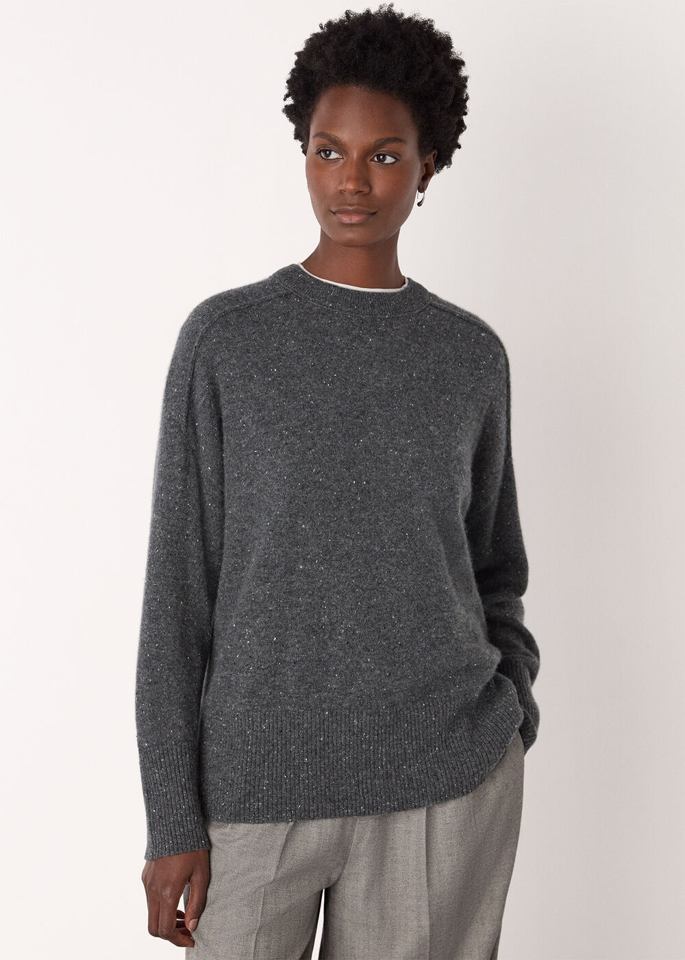 Cashmere Fleck Seam Neck Knit