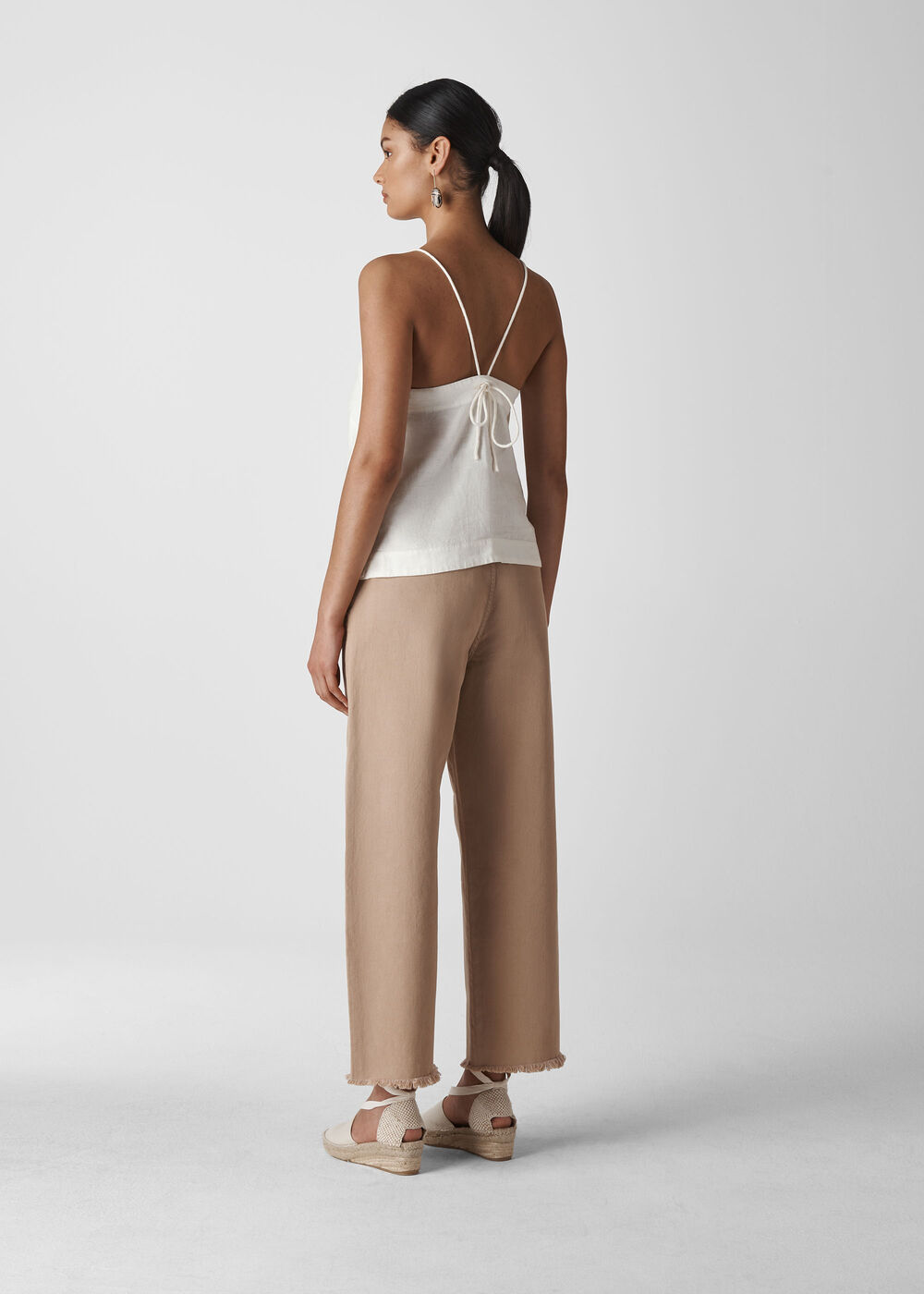 Becky Linen Button Detail Cami White