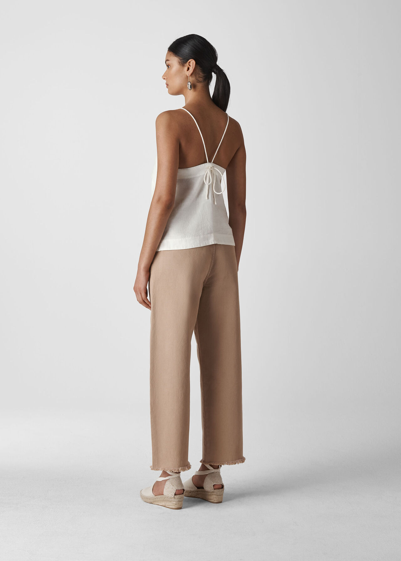Becky Linen Button Detail Cami White