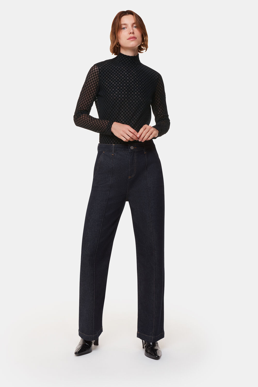 Checked Flocked Mesh Top