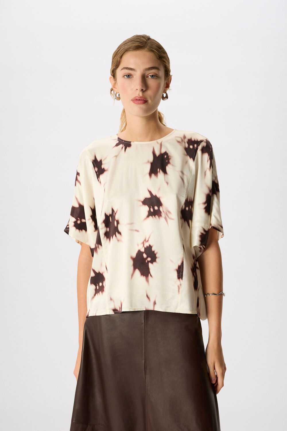 Ivory Shadow Floral Viscose Blouse