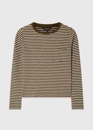 Stripe Crew Neck Pocket Top