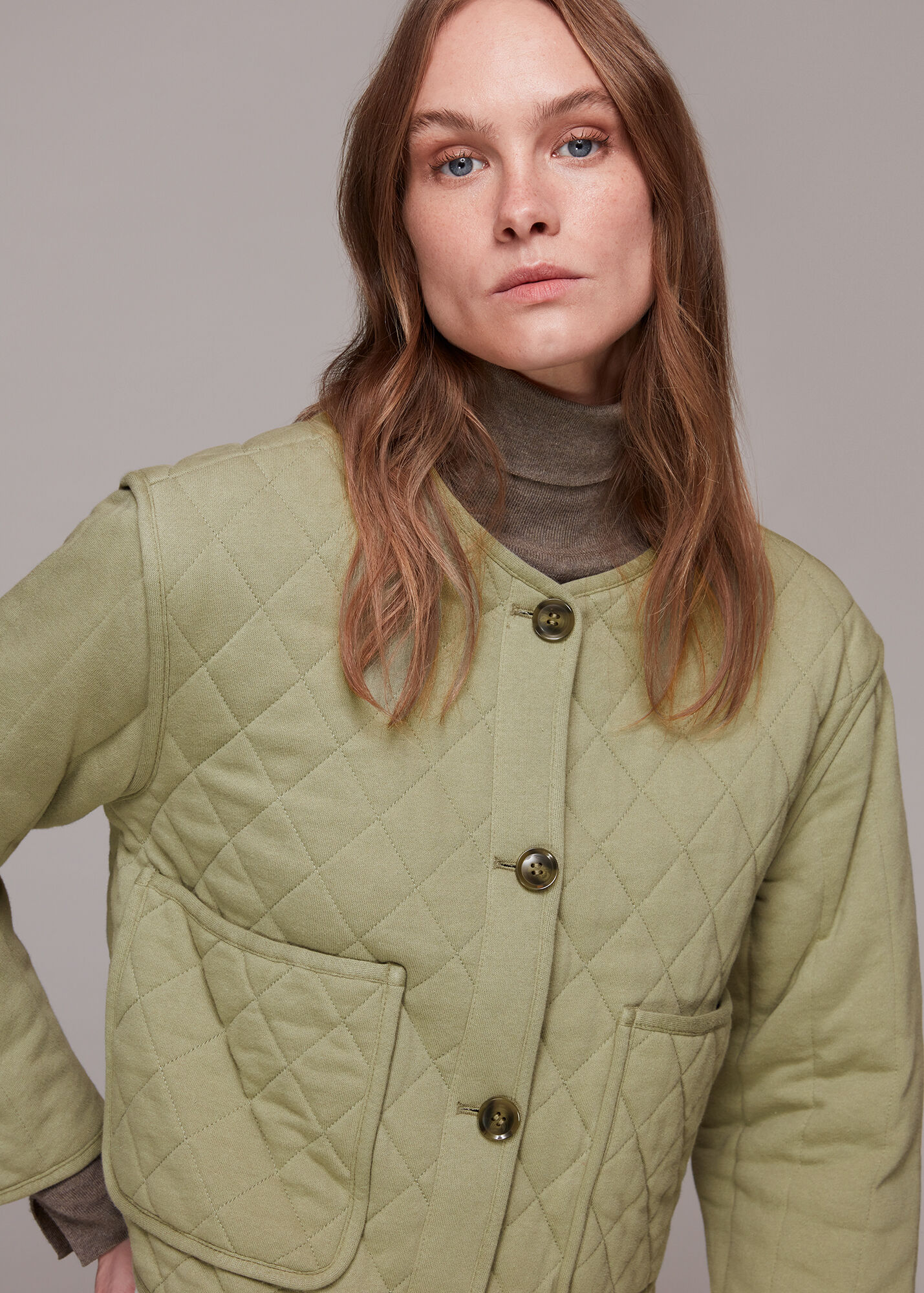 Sage Green Cynthia Quilted Jacket WHISTLES