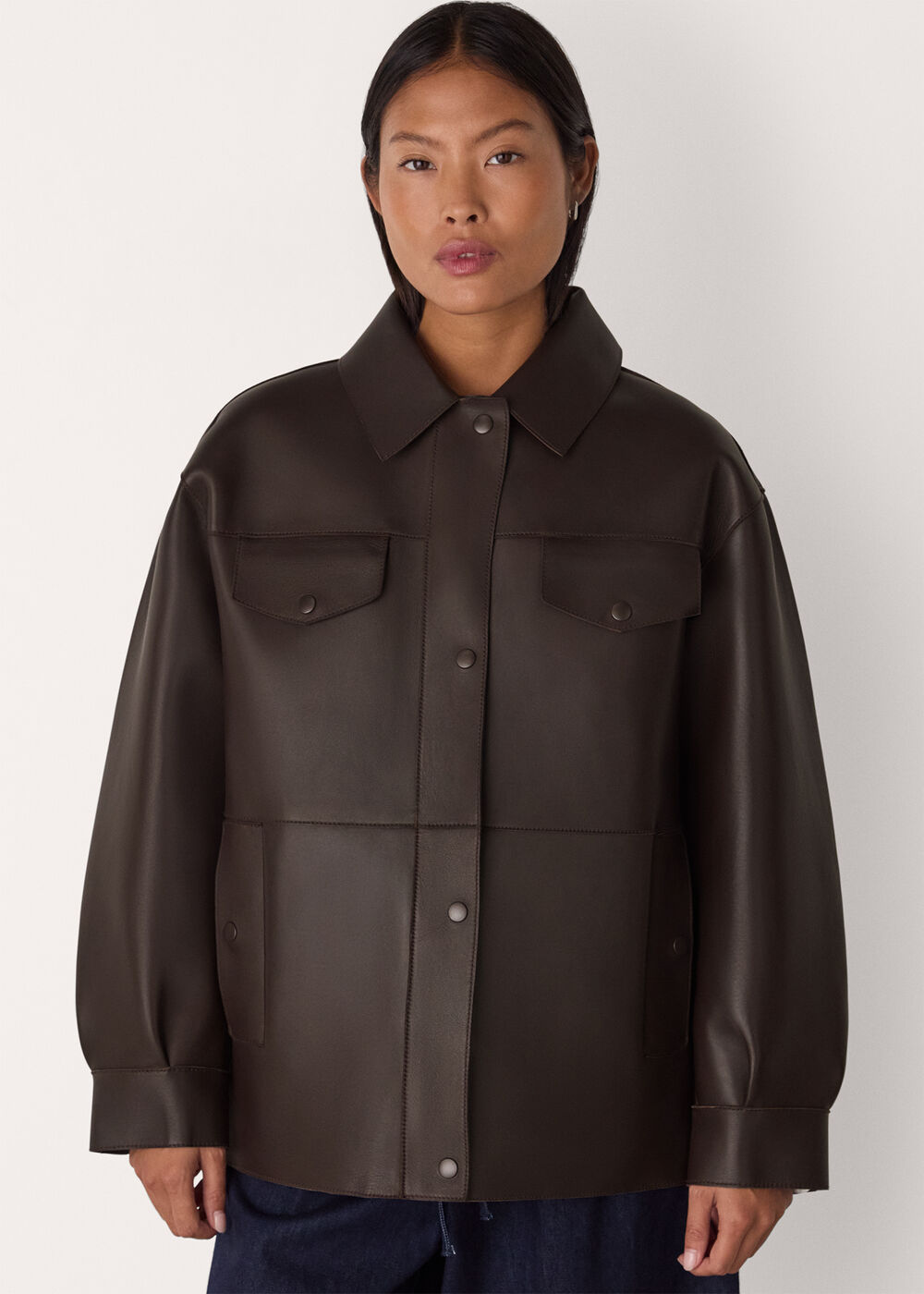 Petite Clean Bonded Leather Jacket