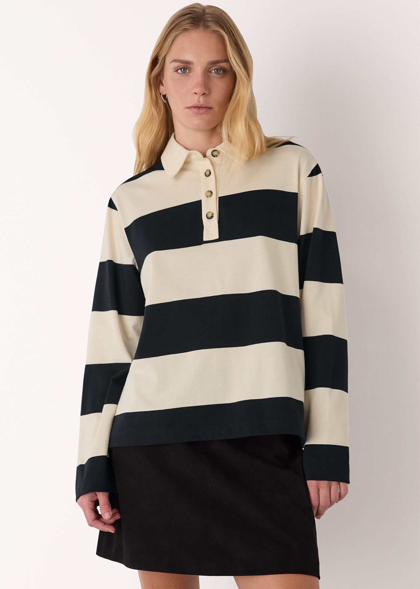 Ivory/Multi Stripe Polo Shirt | WHISTLES | Whistles UK |