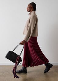 Satin Pleated Midi Skirt