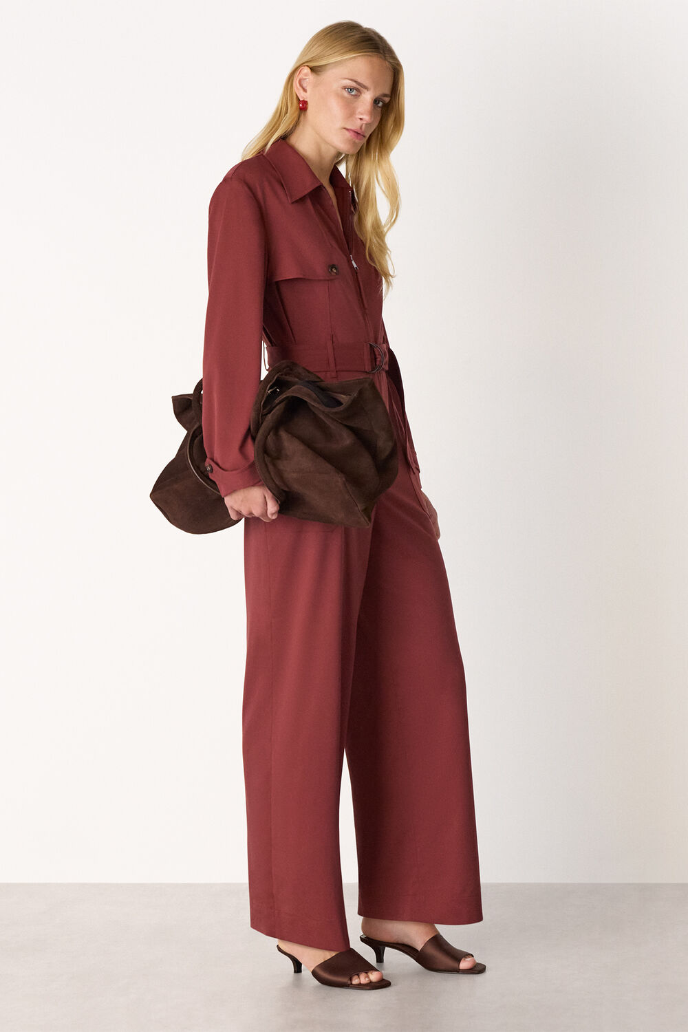 Rust Trench Detail Jumpsuit