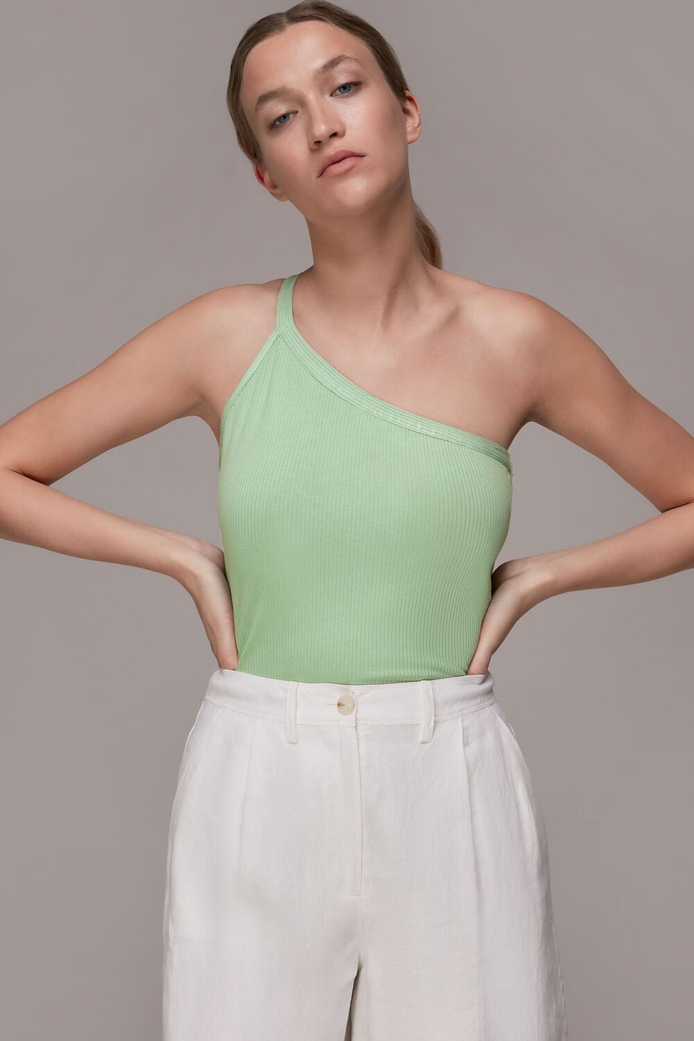 Ribbed One Shoulder Cami