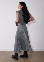 Petite Check Pleated Midi Skirt
