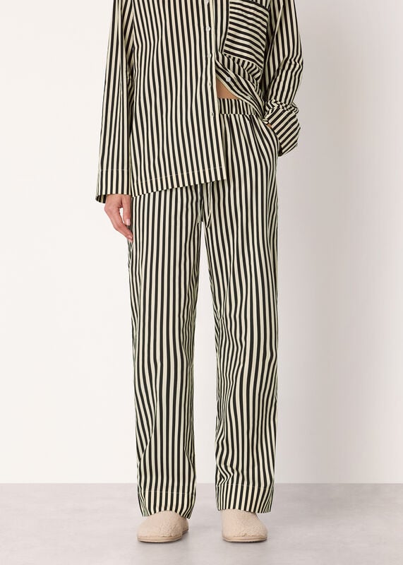 Black Cotton Stripe Pyjama Bottom