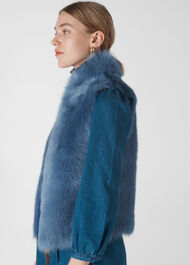 Short Toscana Sheepskin Gilet Blue