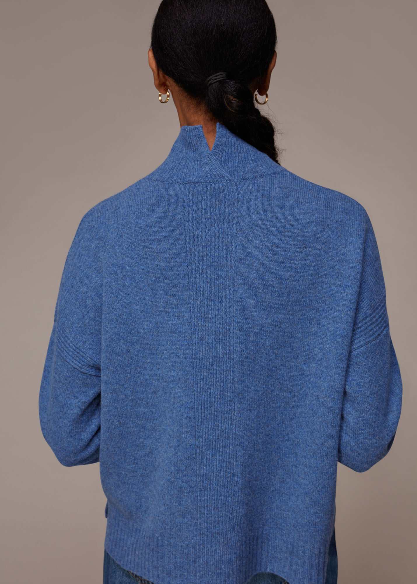 Pale Blue Wool Split Funnel Neck Jumper WHISTLES