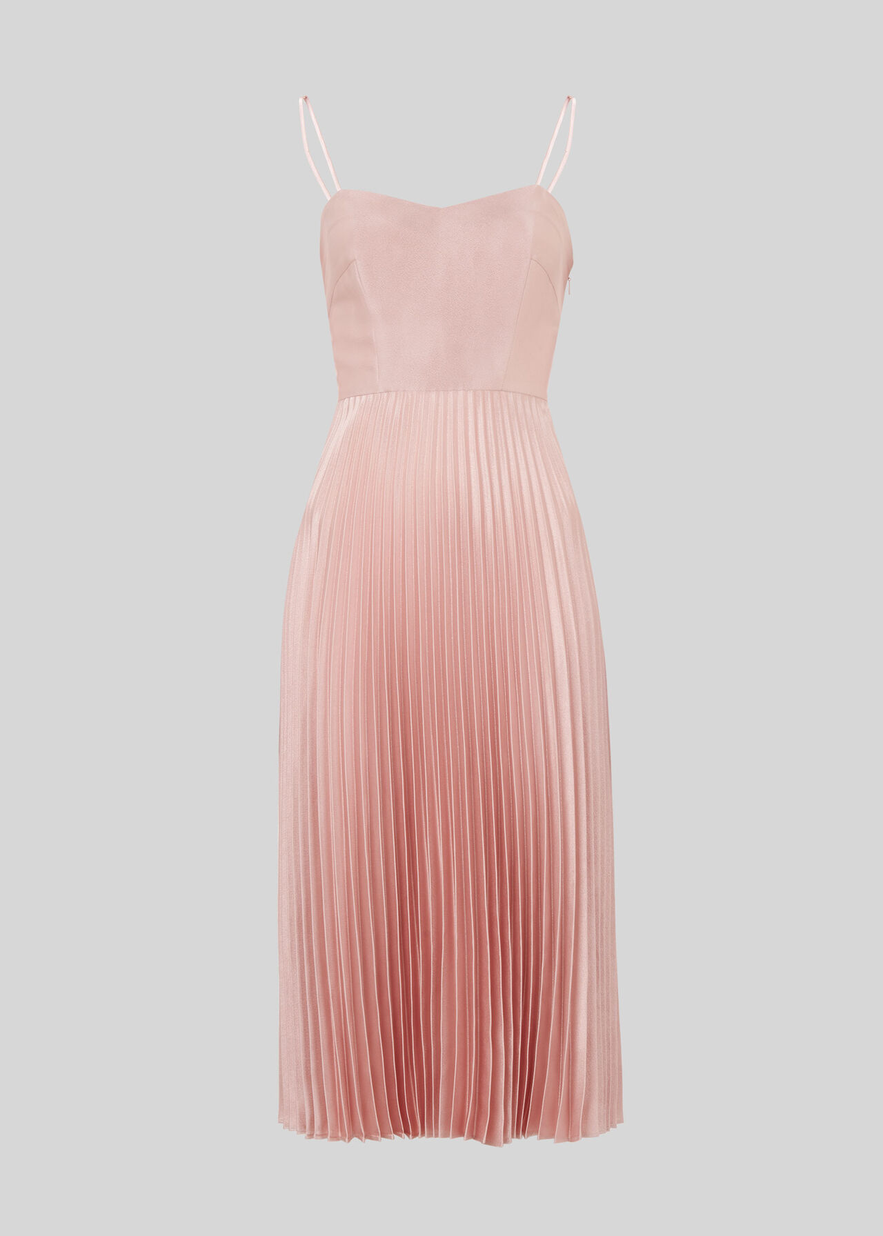 Satin Pleated Strappy Dress