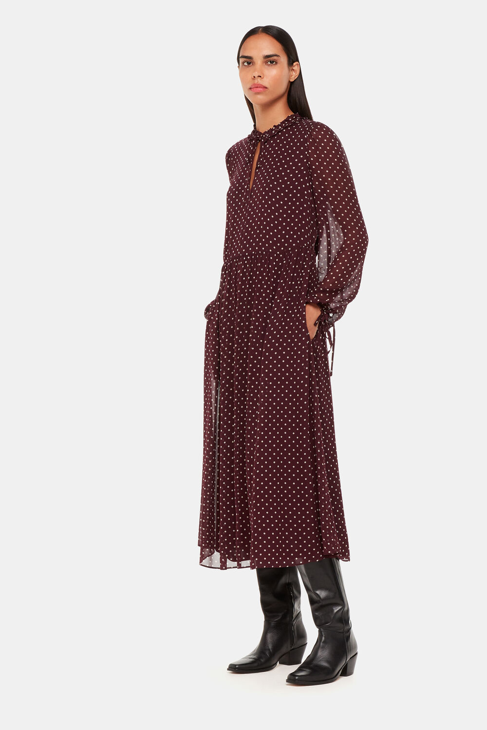 Spot Print Trapeze Midi Dress