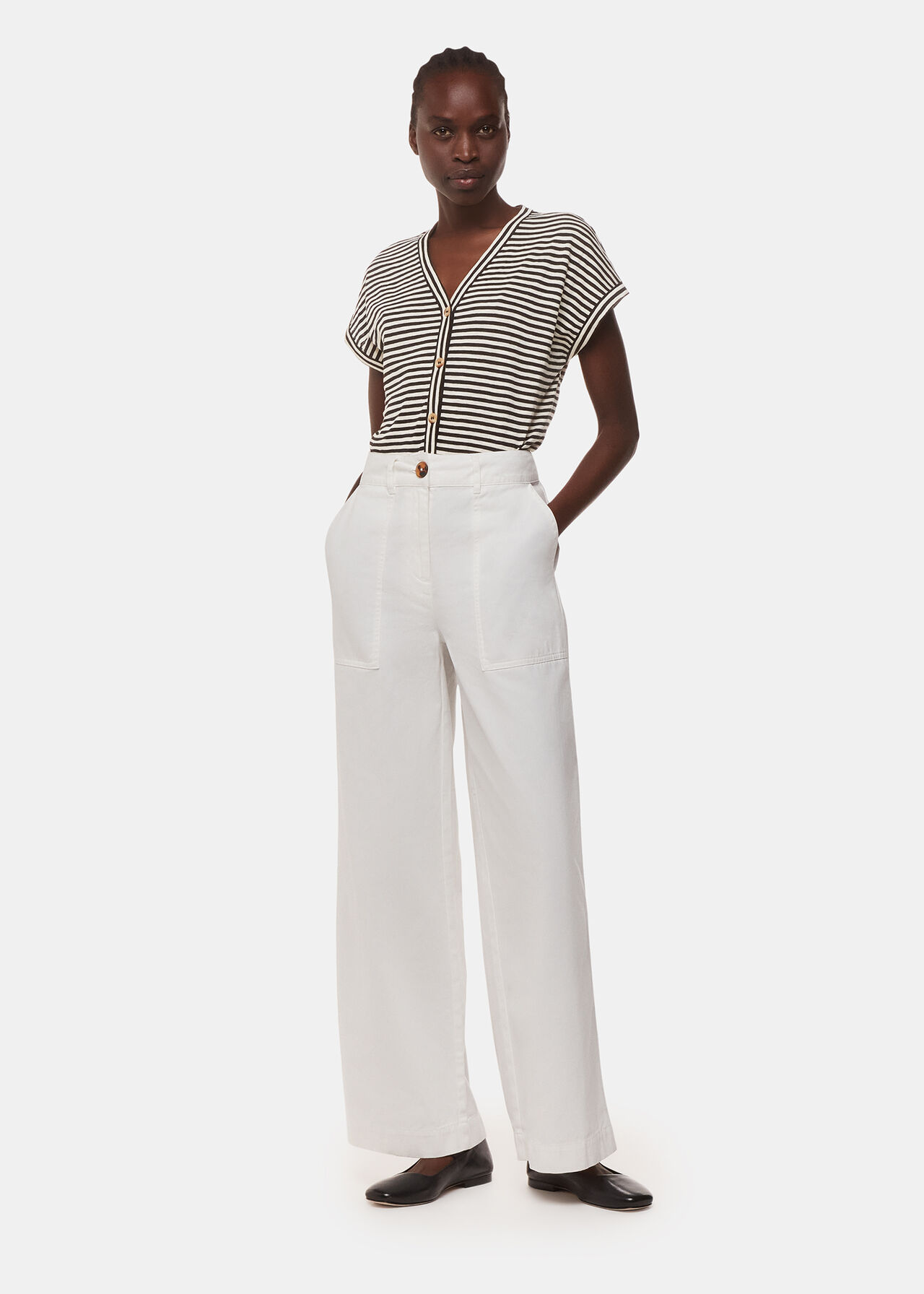 Jilly Stripe Button Top