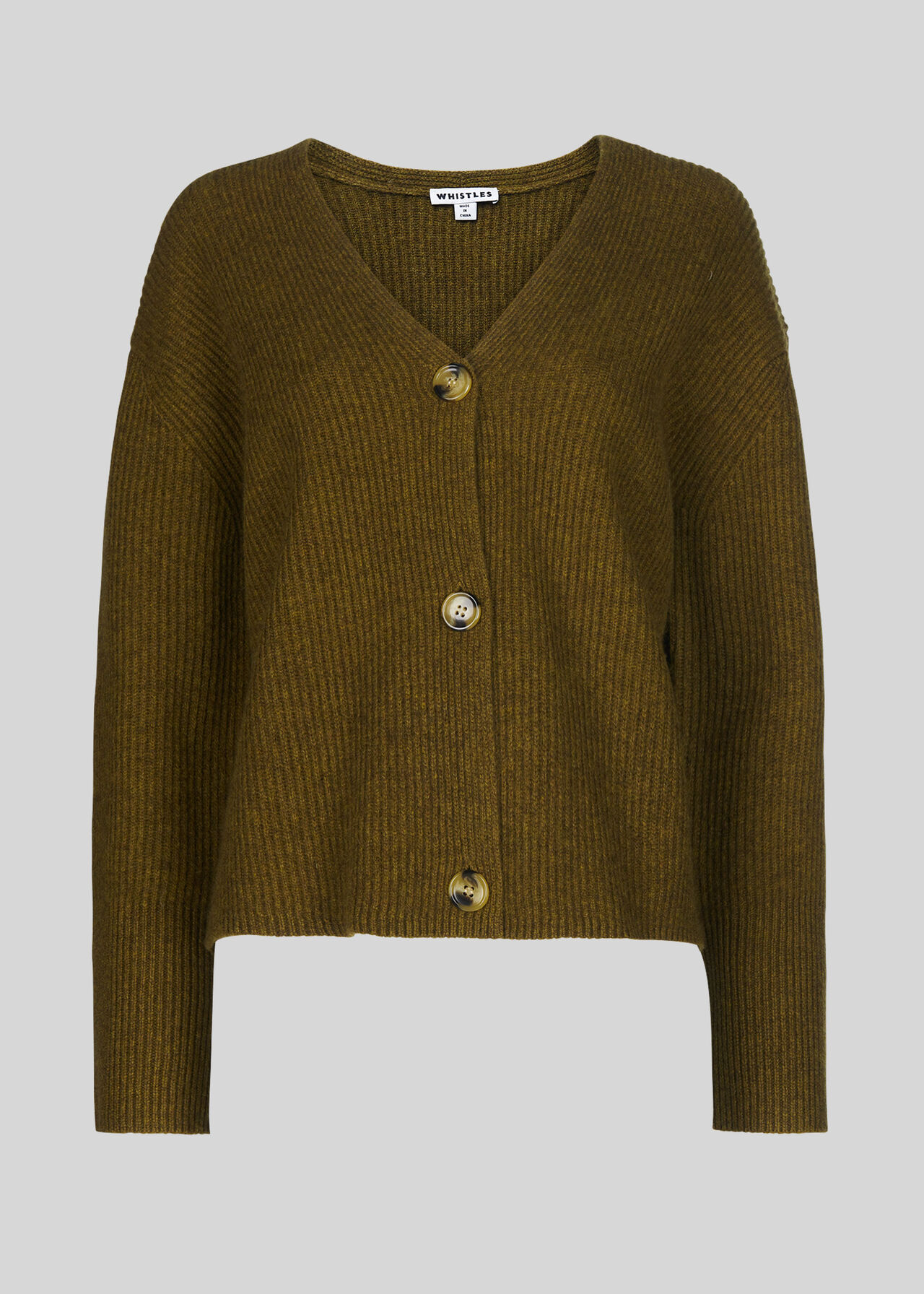 Chunky Yak Mix Cardigan Olive