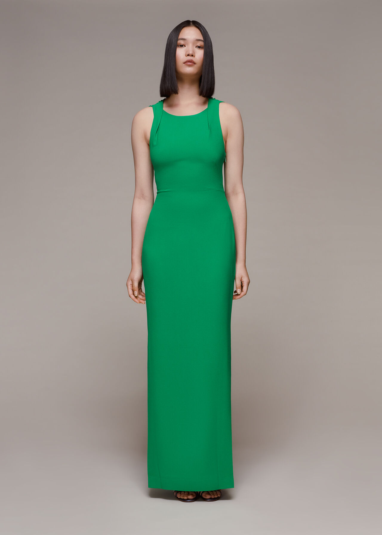 Whistles Elegant Green Maxi Dress, Chic & Timeless