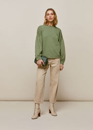 Gathered Sleeve Sweatshirt Pale Green