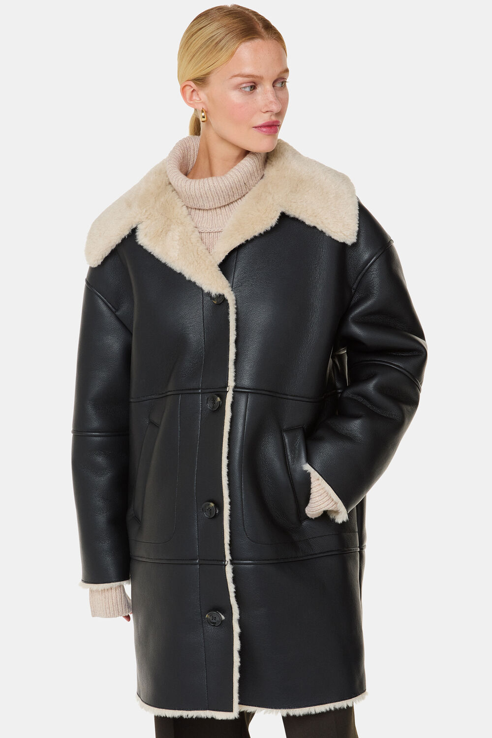 Black Luella Faux Fur Coat
