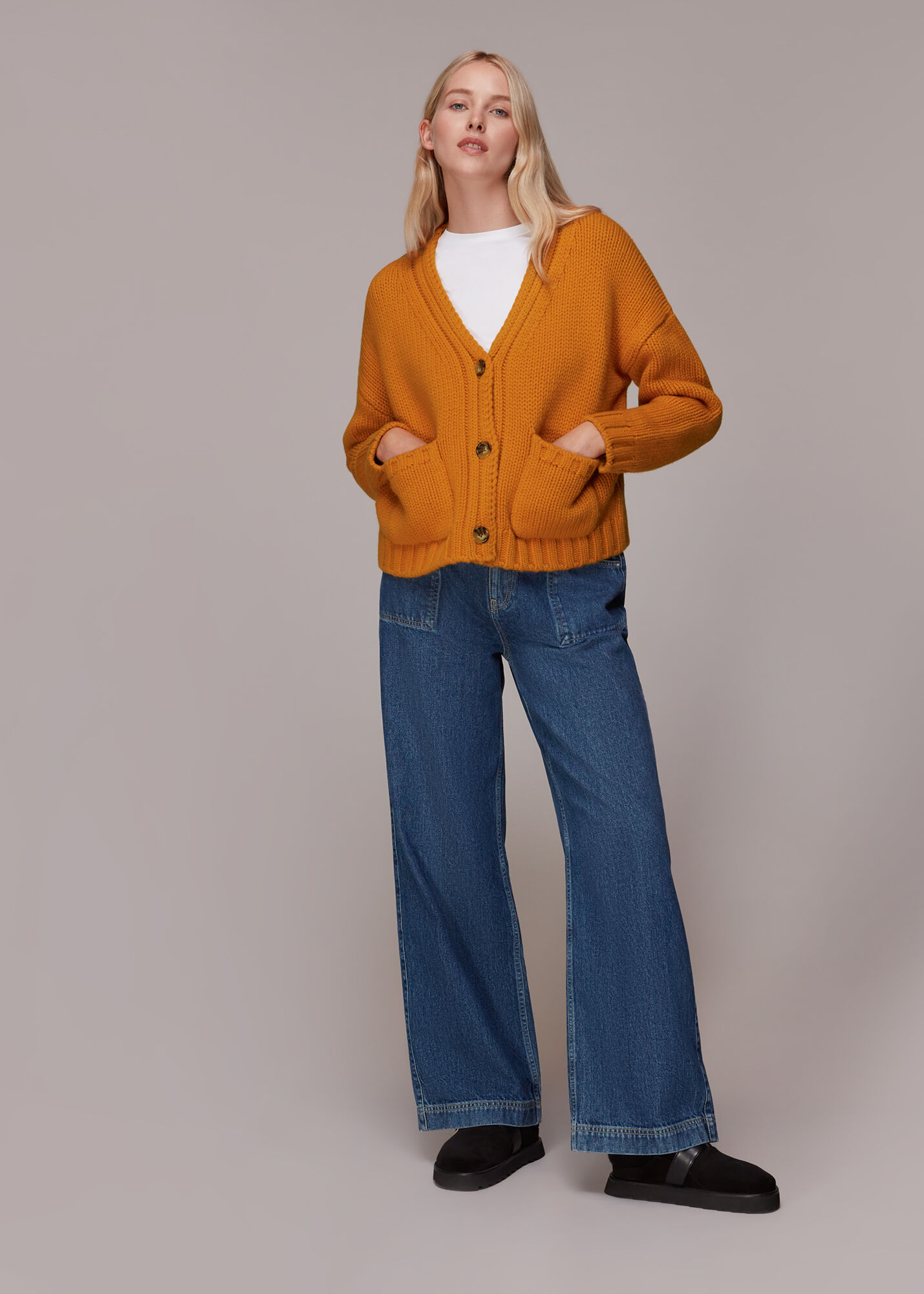 Orange Chunky Wool Cardigan WHISTLES