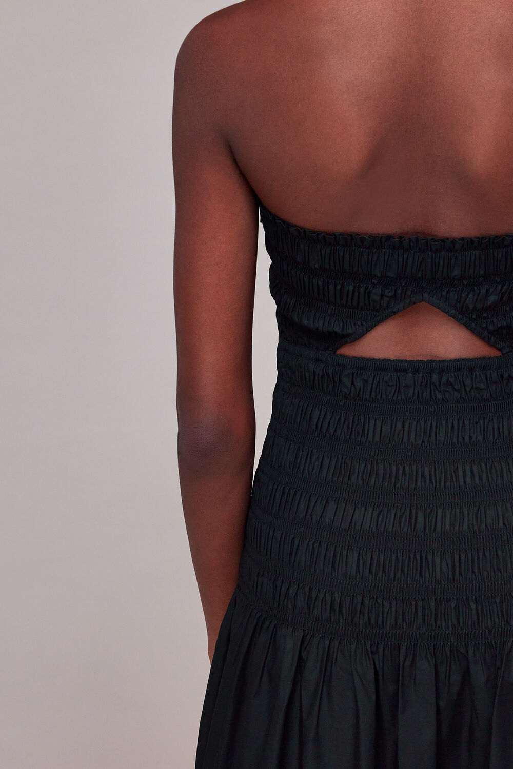 Shirred Bandeau Poplin Dress