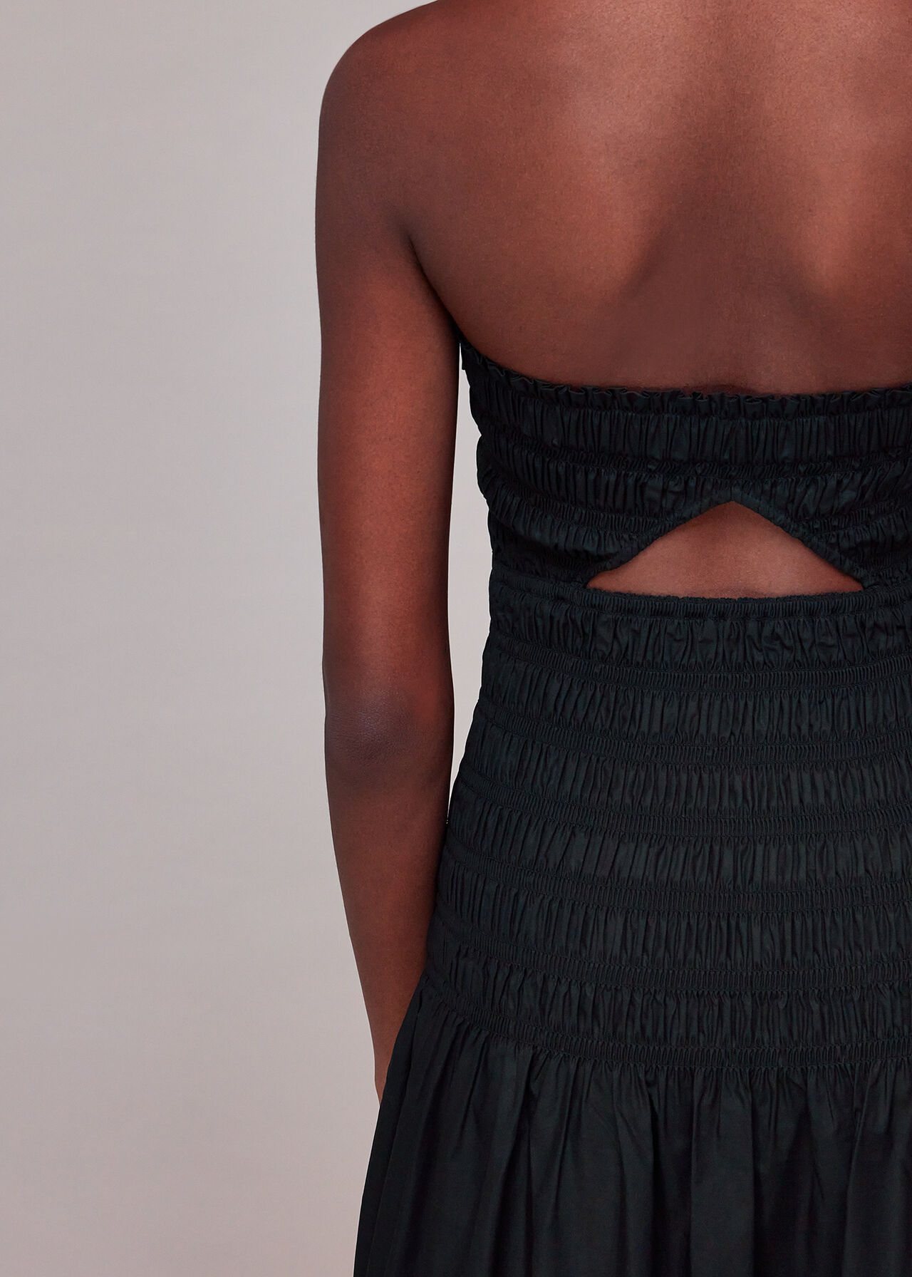 Shirred Bandeau Poplin Dress