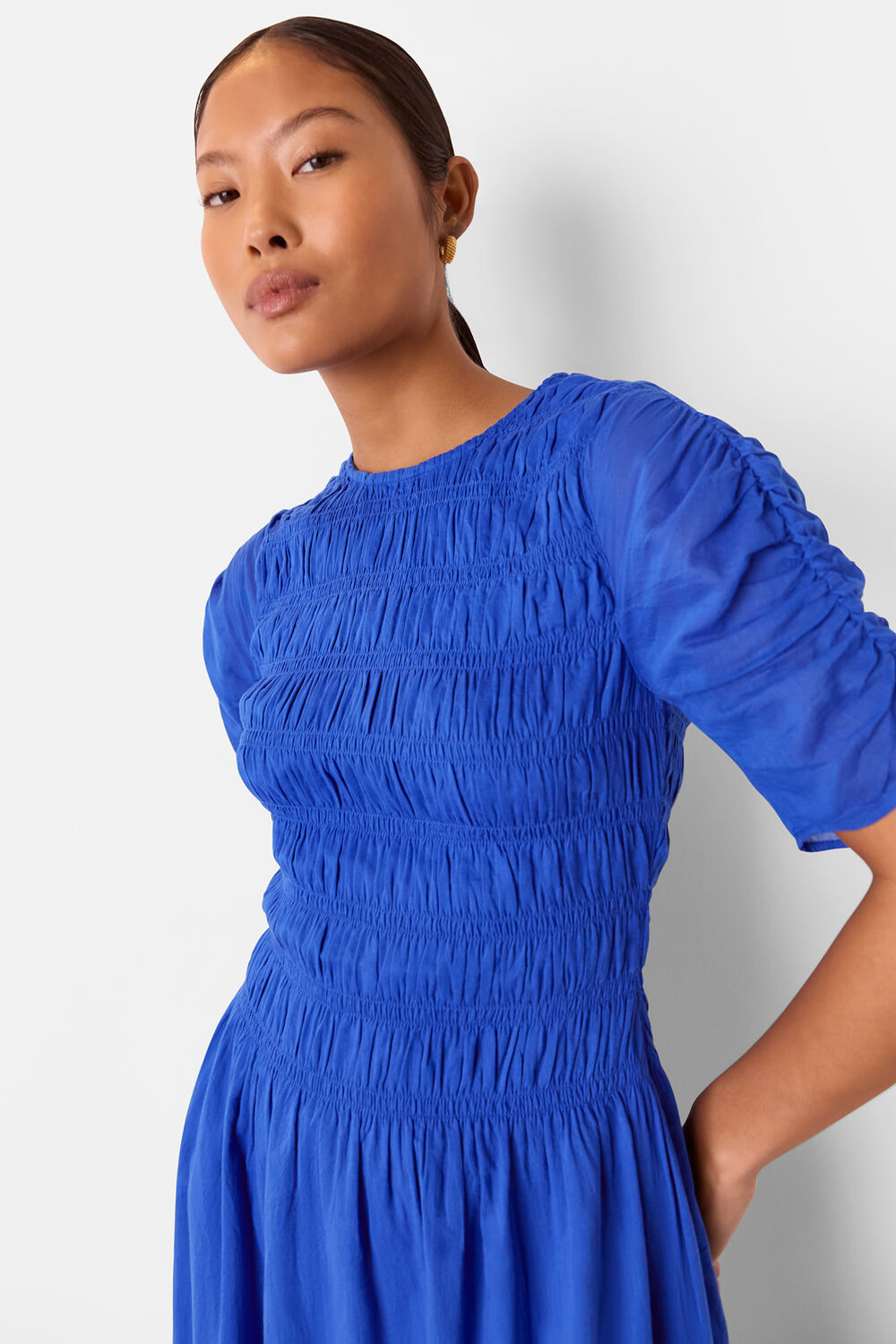 Blue Petite Avery Smocked Dress