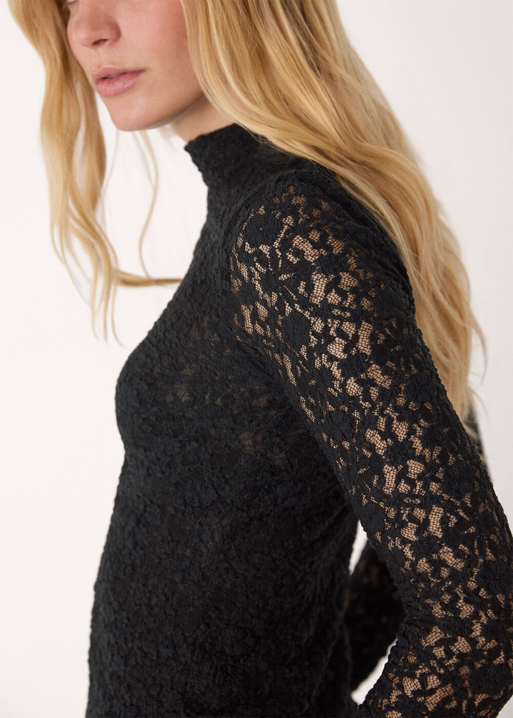 Lace Detail High Neck Top