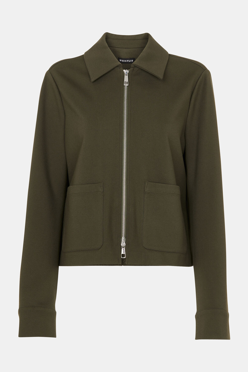Khaki Marla Ponte Zip Through Jacket