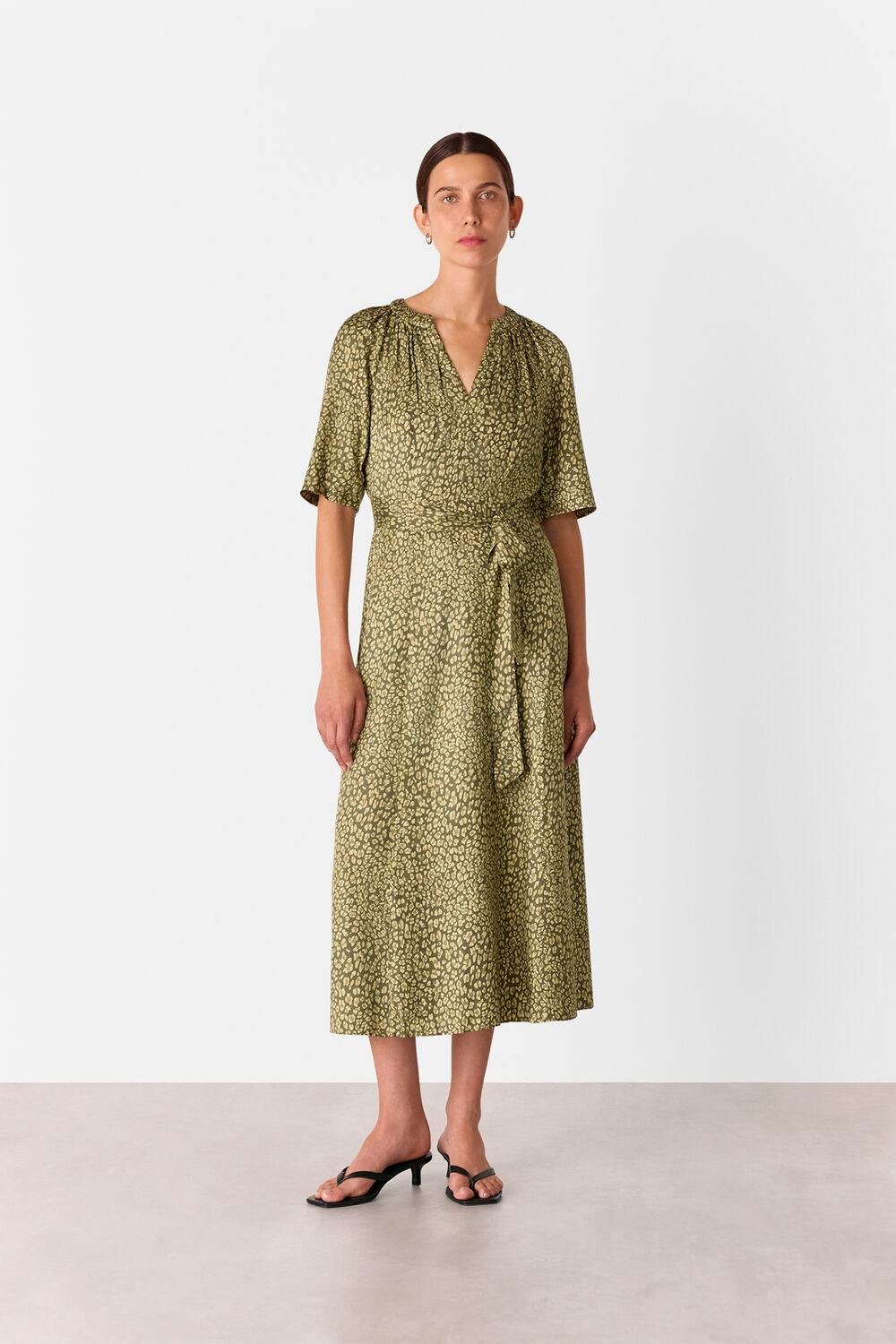 Leopard Viscose Midi Dress