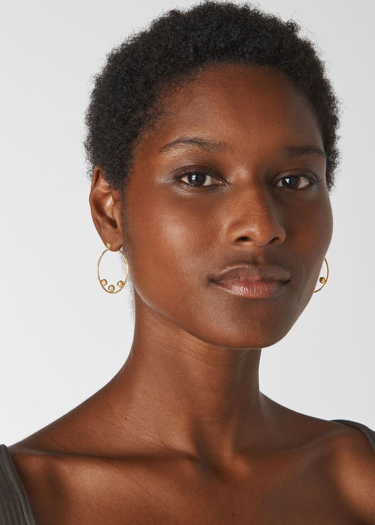 Triple Sphere Hoop Earring Gold