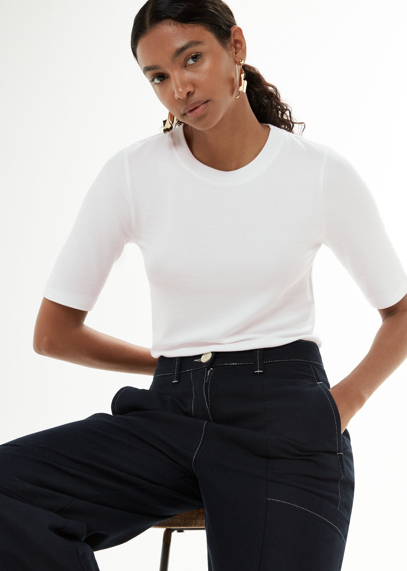 Ribbed hot sale t shirt