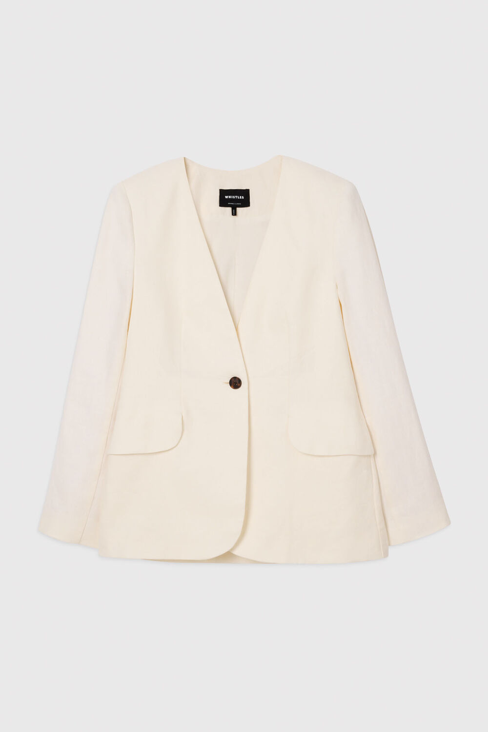Ivory Collarless Linen Blazer