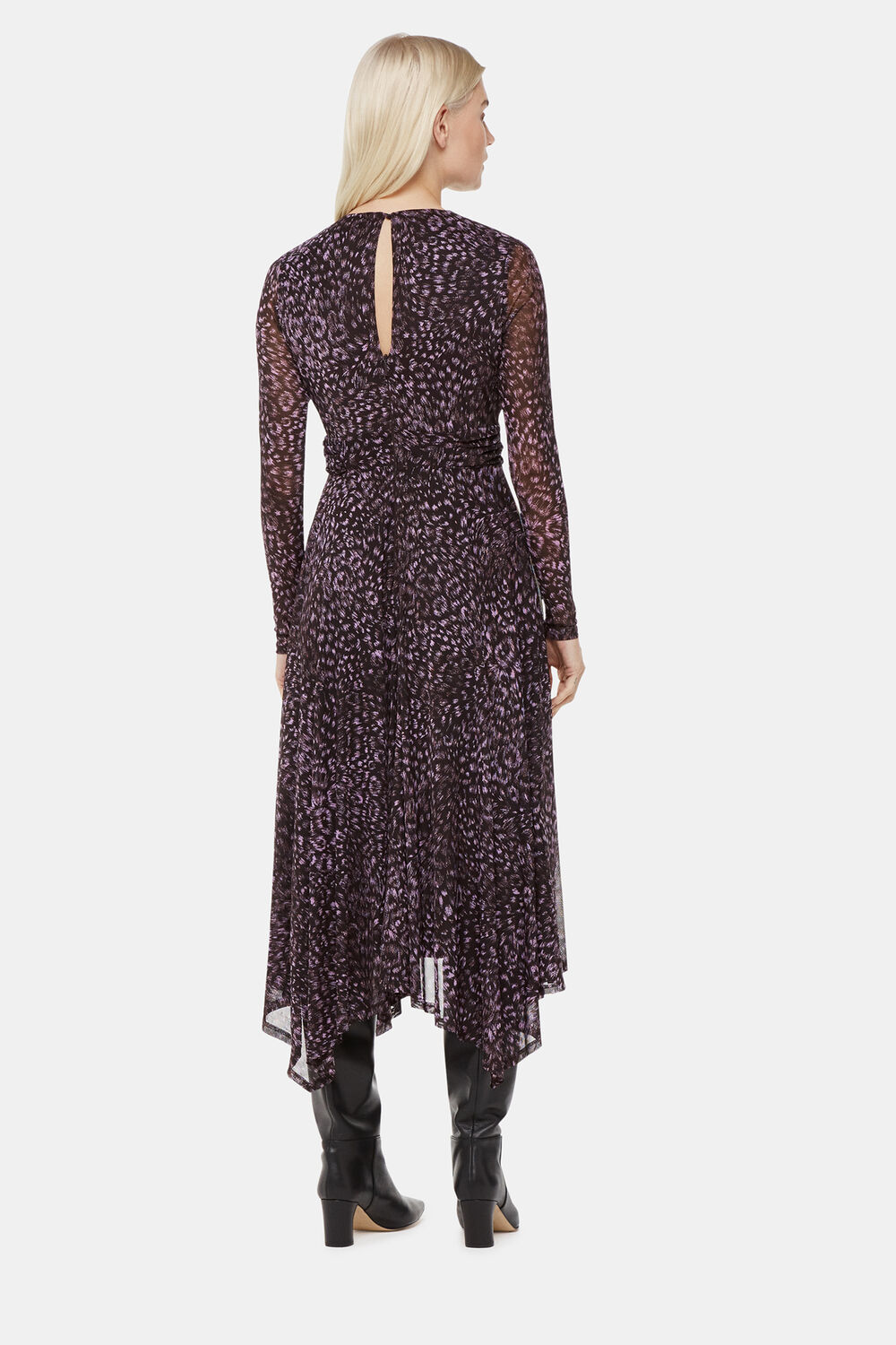 Petite Feather Leopard Mesh Dress