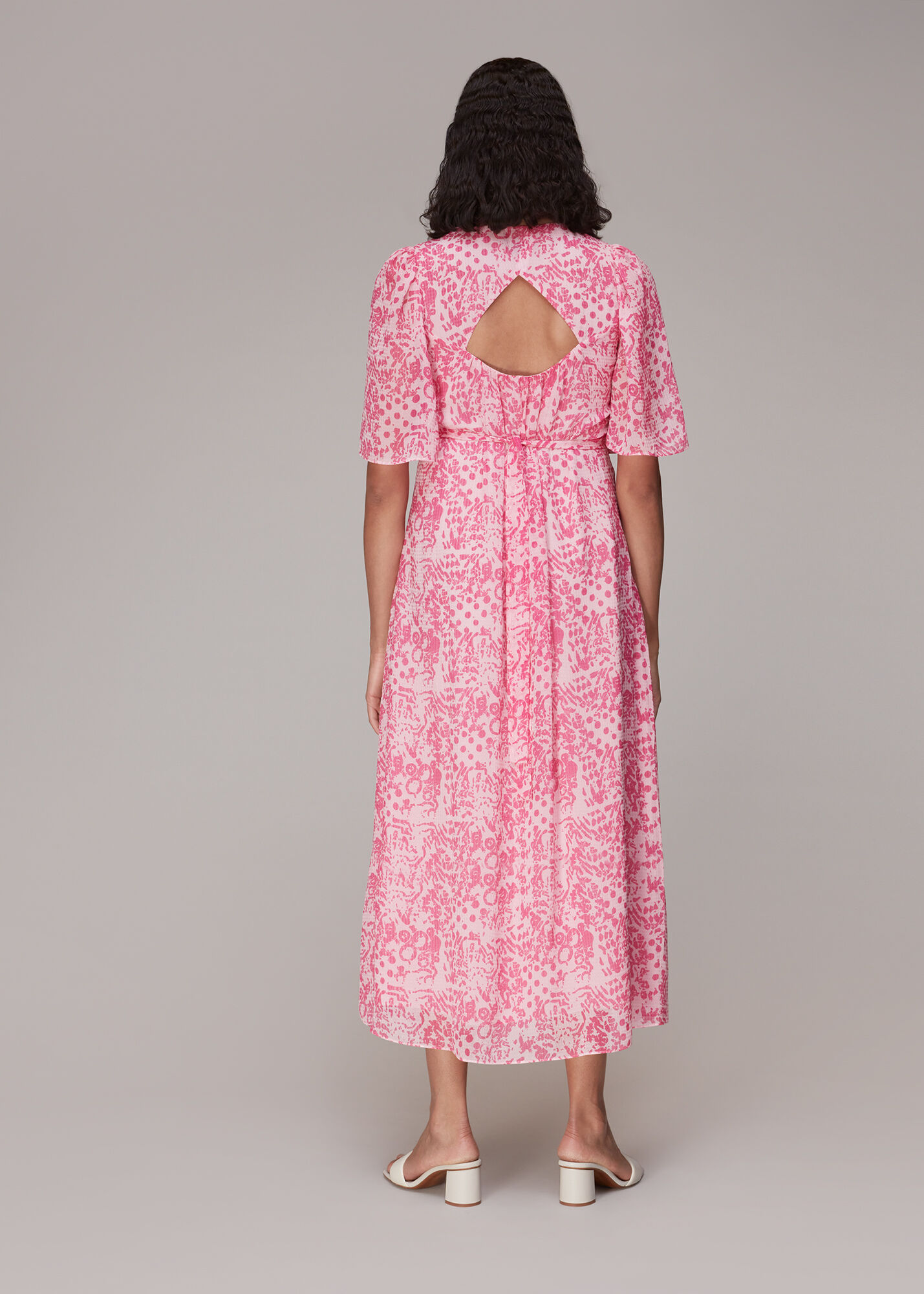 Pink/Multi Abstract Batik Midi Dress WHISTLES