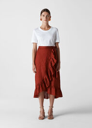 Frill Detail Wrap Skirt Rust